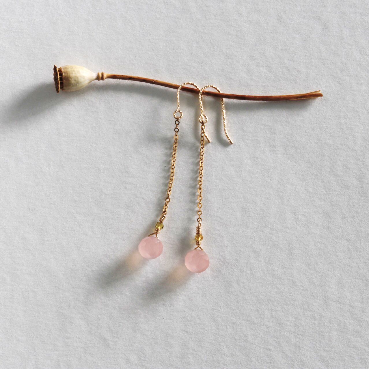 Gota de Rocío Earrings - Pink Onyx